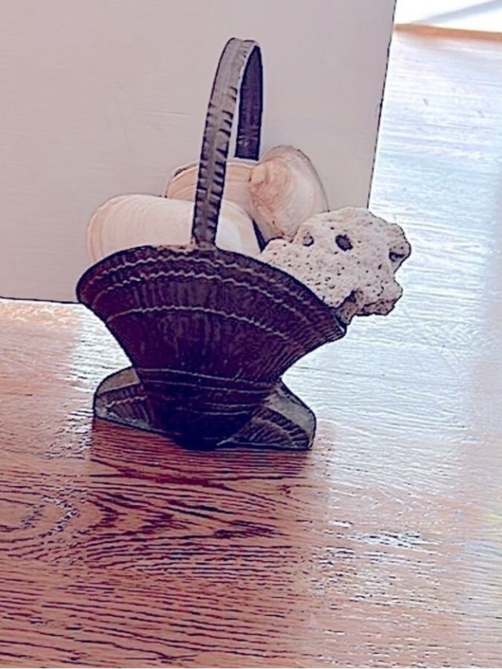 Clam Shell Brass Decor Basket Door Stop MultiFunctional Clam Brass Vintage Decor - Picture 2 of 7